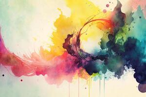 A multicolored abstract painting with a circular design, watercolor grunge abstract background design, photo