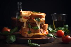 Grilled Cheese Sandwich with Tomato and Basil, photo