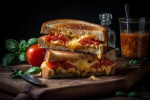 Grilled Cheese Sandwich with Tomato and Basil, photo