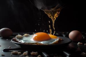 An image of an egg cooking, photo