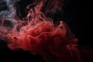 Red smoke in a dark room, photo