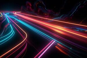 A sci-fi futuristic dark background with neon lights, photo