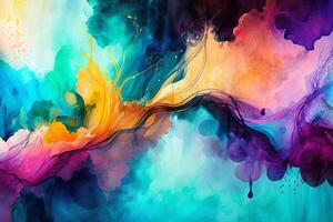 A colorful painting with lots of different colors, watercolor grunge abstract background design, photo