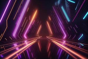 Neon lights add a sci-fi touch to a dark and futuristic background, photo