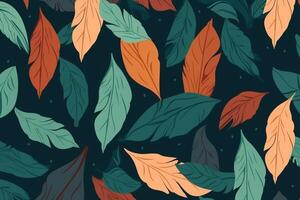Seamless leaf pattern design, Flat illustration, photo