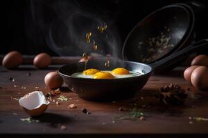 An image of an egg cooking, photo