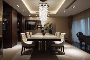 Luxurious dining room Interior Design With Furniture, photo
