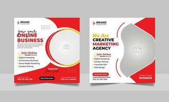 Digital marketing agency social media post banner online business advertising square flyer template vector