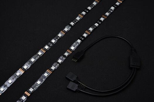 LED strip into the computer. PTC lighting. LEDs. photo