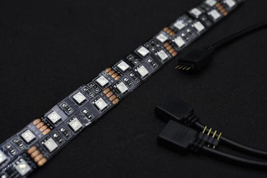 LED strip into the computer. PTC lighting. LEDs. photo