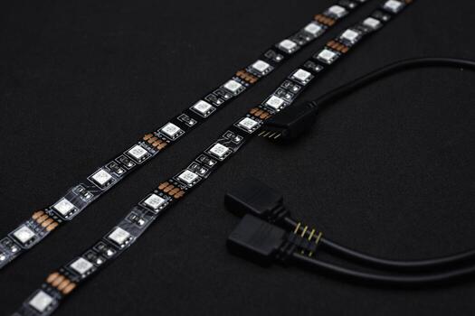 LED strip into the computer. PTC lighting. LEDs. photo