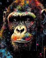 Stylized and visually striking 2d style image of a monkey..Created with photo