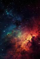 increíblemente hermosa galaxia en exterior espacio. nebulosa noche estrellado cielo en arco iris colores. multicolor exterior espacio..creado con generativo ai foto