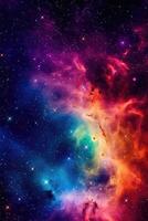 Incredibly beautiful galaxy in outer space. Nebula night starry sky in rainbow colors. Multicolor outer space..Created with photo