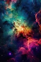 increíblemente hermosa galaxia en exterior espacio. nebulosa noche estrellado cielo en arco iris colores. multicolor exterior espacio..creado con generativo ai foto