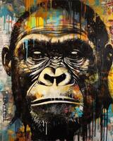 Stylized and visually striking 2d style image of a monkey..Created with photo
