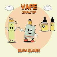 Vape Character Retro vector