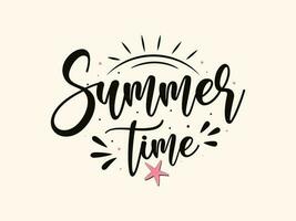 Lettering with phrase summer time. Hand written script modern calligraphy for cards, prints, posters and banners vector