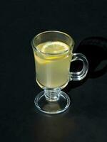 Antiviral drink with lemon, honey and ginger root, strengthening of immunity concept photo