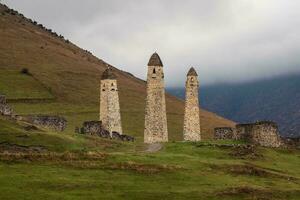 Erzi watchtower complex. Dzheyrakh gorge, Ingushetia. photo