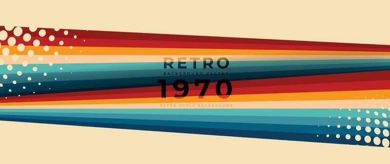 Abstract retro 70s background vector. Colorful vintage 1970 stylish wallpaper with lines, stripes, circle shapes. Illustration design suitable for poster, banner, decorative, wall art.