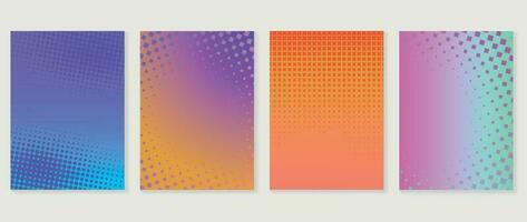 Abstract gradient background vector set. Minimalist style cover template with vibrant color, pixel, dot, sparkle, halftone collection. Ideal design for social media, poster, cover, banner, flyer.