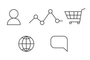 Digital marketing app services flat isolated outline vector icons set. Communication. Editable black and white thin line art drawings. Simple monochrome spot illustrations pack for web graphic design