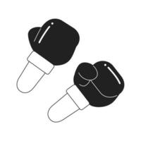 Boxer boxing gloves monochromatic flat vector first view hands. Kickboxing class. Fighting hands. Training. Editable thin line closeup pov on white. Simple bw cartoon spot image for web graphic design