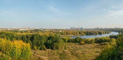 Panoramic view of Moscow from the green hill in Kolomenskoye photo