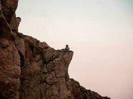 Big cliff. Minimalist scenery with beautiful rockies. Awesome polar scenery with pointed rock photo