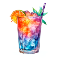 Cocktail Drink Watercolor Clipart AI Generated png