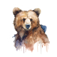 Marrone orso acquerello clipart ai generato png