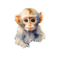 pequeno macaco aguarela clipart ai gerado png