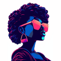 retrowave kvinna i solglasögon 80s ClipArt ai genererad png