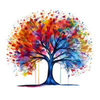 färgrik träd vattenfärg ClipArt ai genererad png