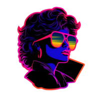 retrowave kvinna i solglasögon 80s ClipArt ai genererad png