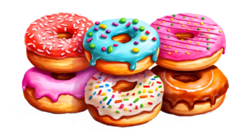 donut met hagelslag waterverf clip art ai gegenereerd png