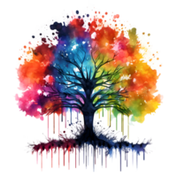 bunt Baum Aquarell Clip Art ai generiert png