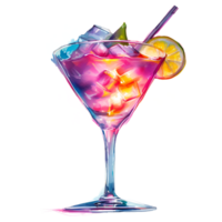 Cocktail Drink Watercolor Clipart AI Generated png