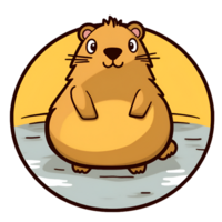 schattig tekenfilm capibara sticker clip art ai gegenereerd png