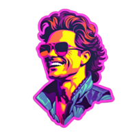 Retrowave Man in Sunglasses 80s Clipart png