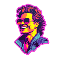 Retrowave Mann im Sonnenbrille 80er Jahre Clip Art ai generiert png