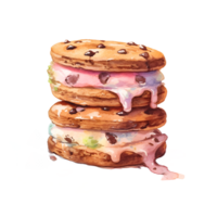 biscotto ghiaccio crema panini acquerello clipart ai generato png