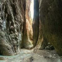 Sunlight in a mountain gorge. Karadakh gorge with sunlight in Dagestan. photo