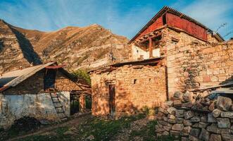 Rural stone house in a village in Goor, Dagestan. photo