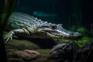 Portrait crocodile in the water ai generate photo