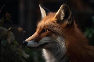 Portrait red fox on the forest ai generate photo