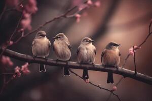 Portrait bird on the branch ai generate photo