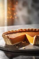 Delicious fruit pie on the table ai generate photo