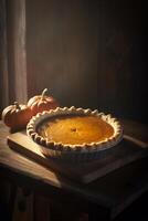 Delicious fruit pie on the table ai generate photo